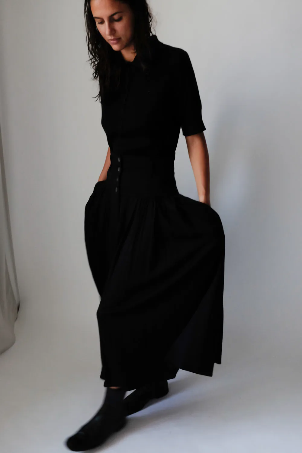 0057_BLACK RENE LEZARD PLEATED HIGH WAIST SKIRT