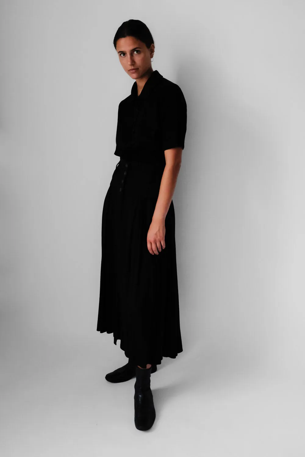 0057_BLACK RENE LEZARD PLEATED HIGH WAIST SKIRT