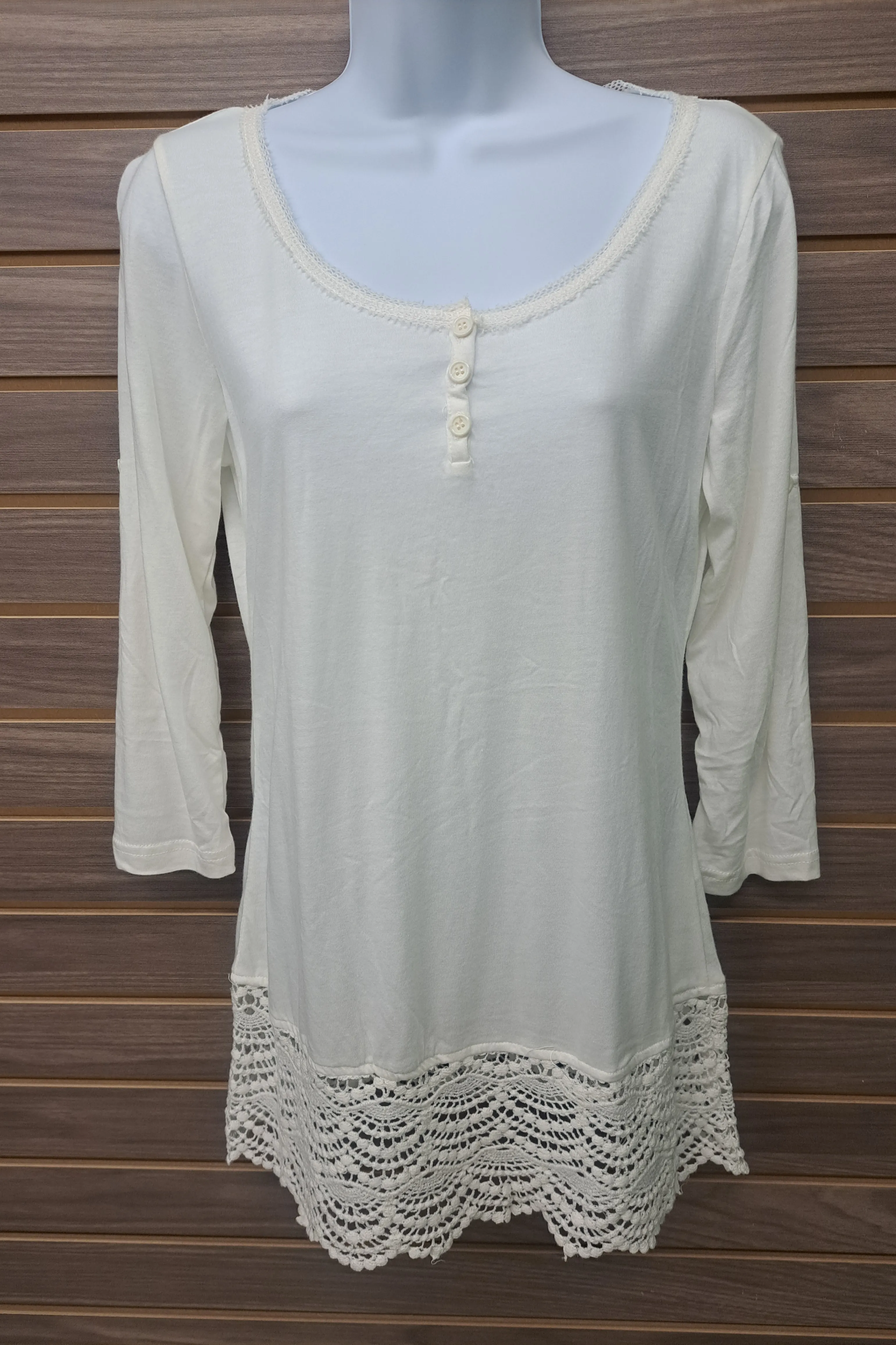 3 button lace bottom top