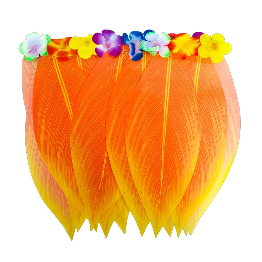 Adult Hawaiian Leaf Skirt Fancy Dress - Light Orange