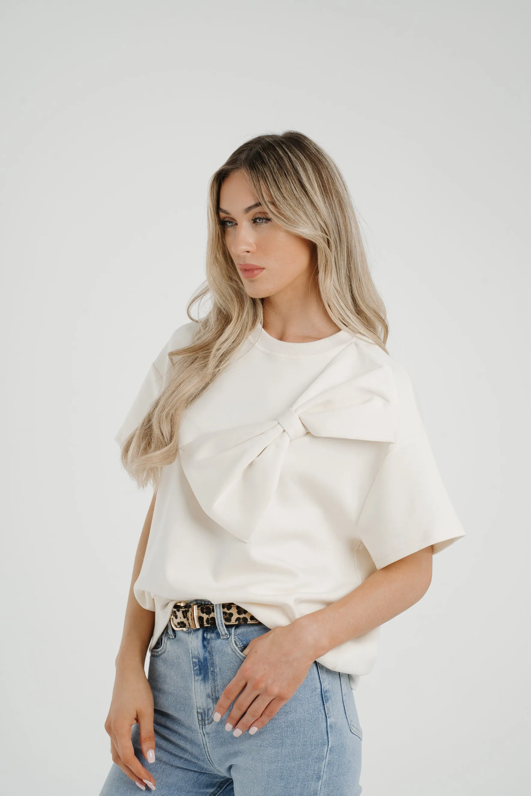 Ally Bow Front Top In Cream