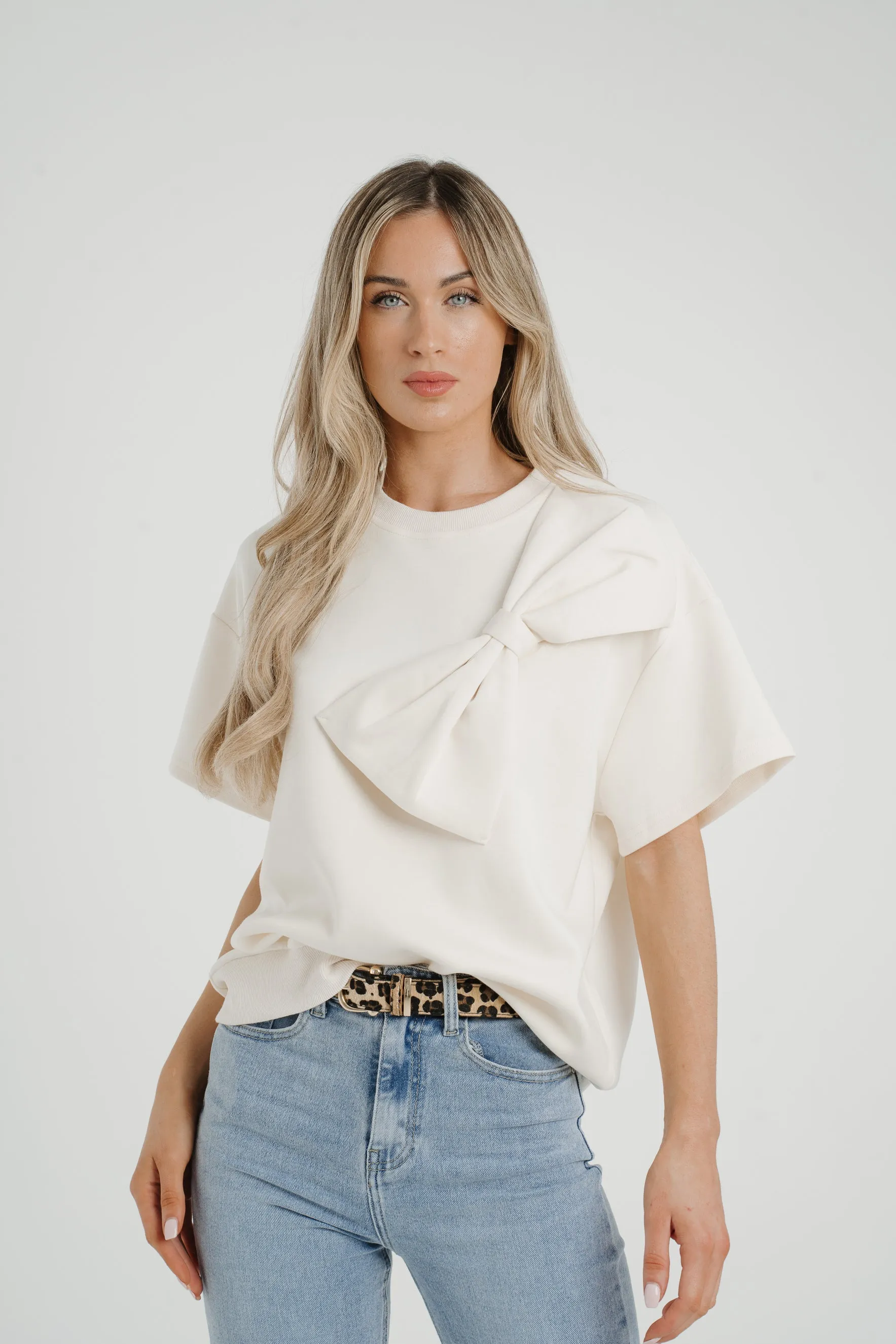 Ally Bow Front Top In Cream