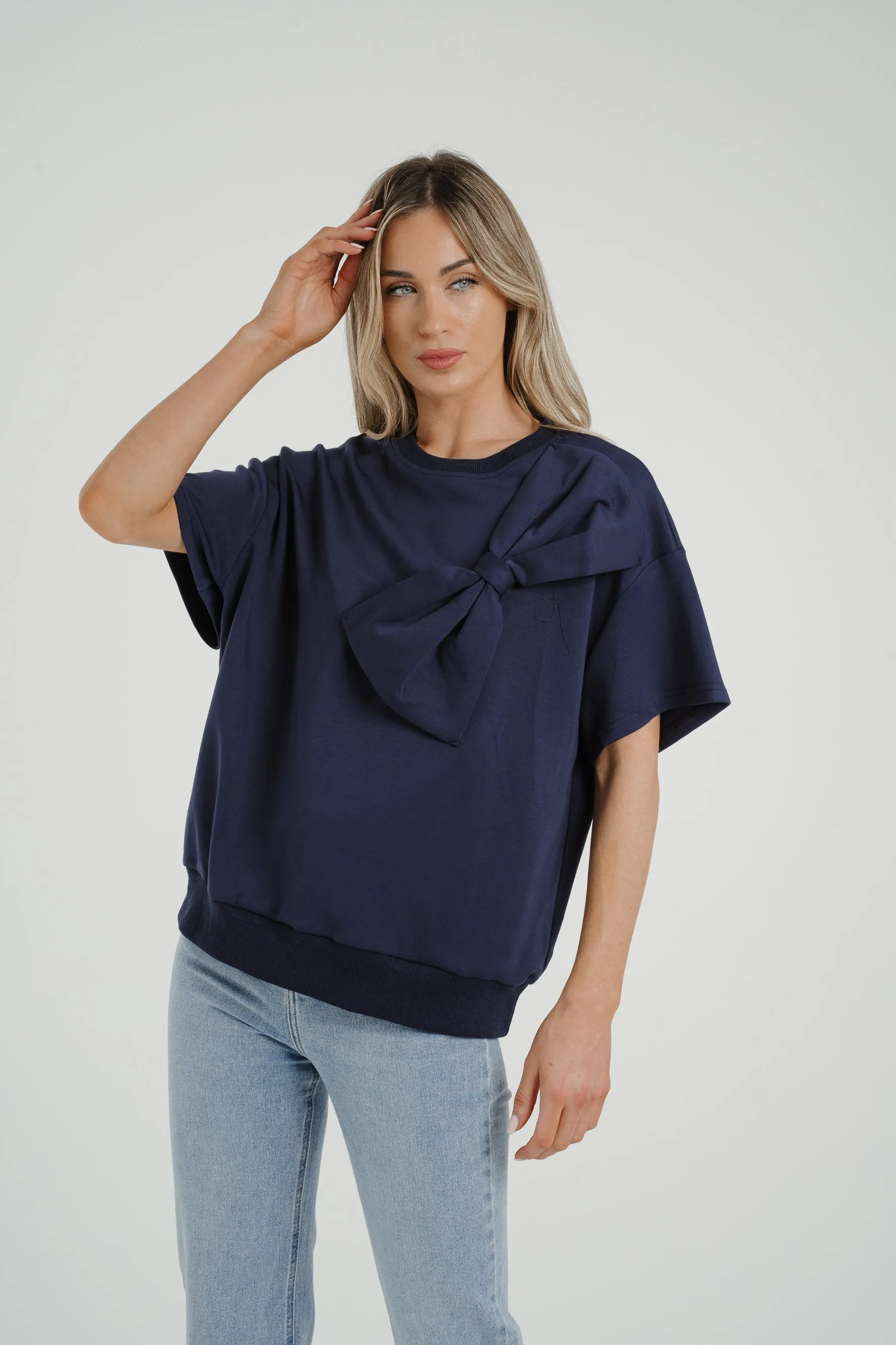 Ally Bow Front Top In Navy