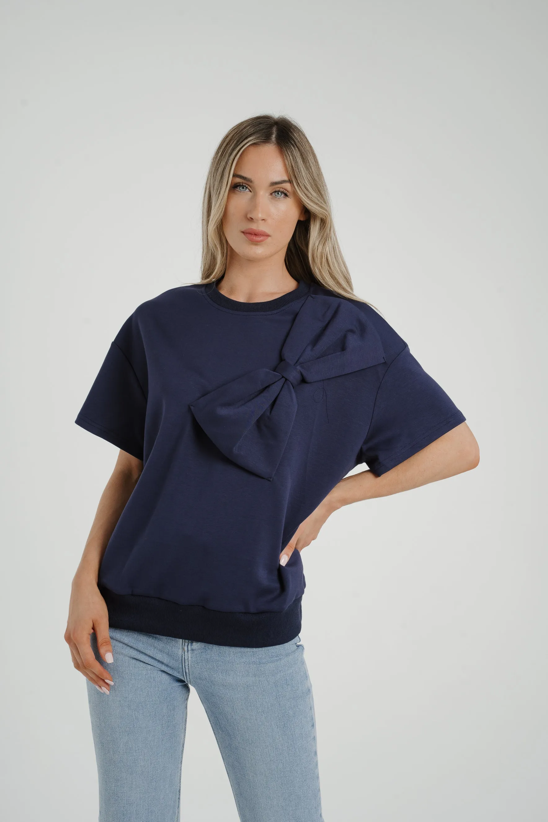 Ally Bow Front Top In Navy