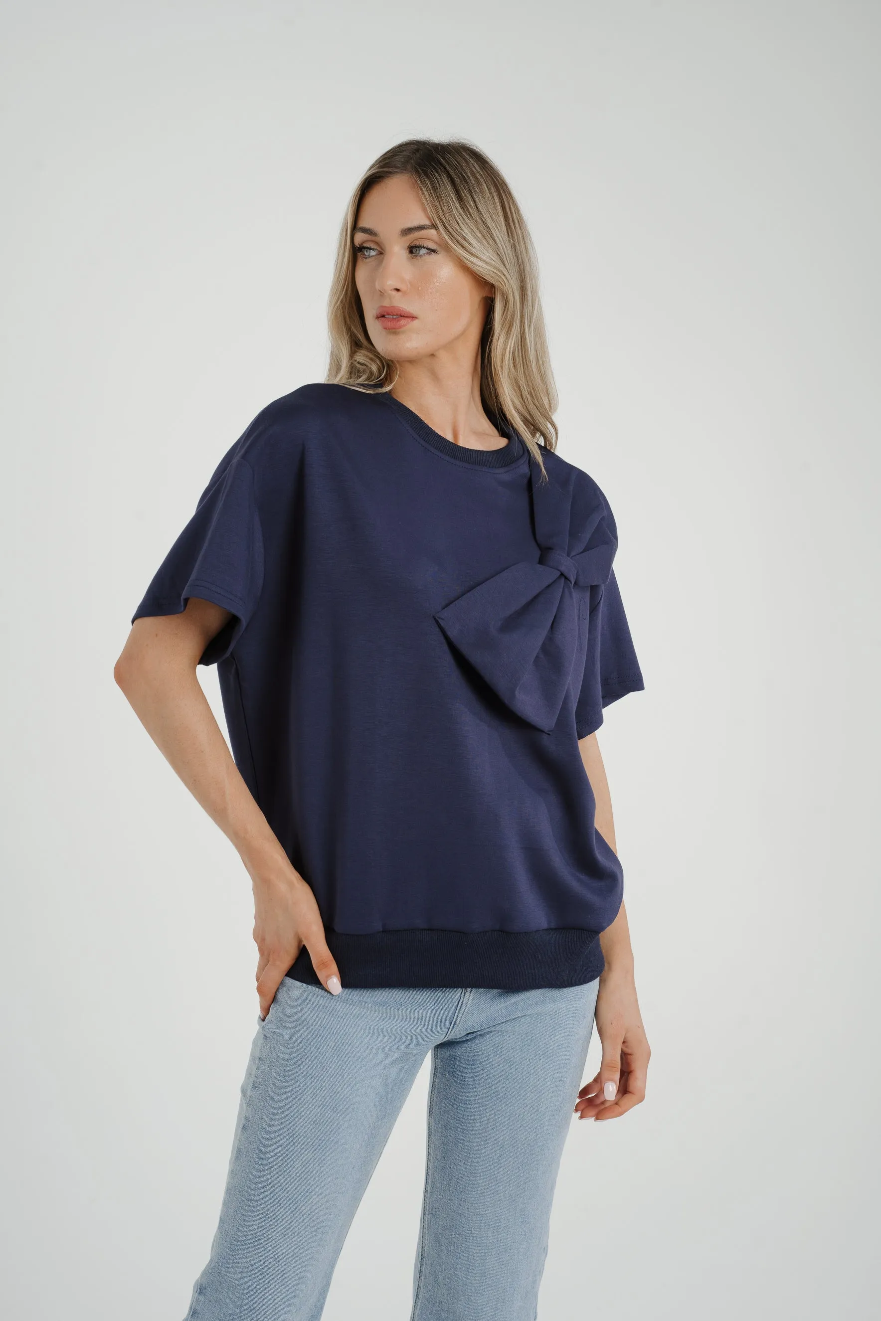 Ally Bow Front Top In Navy