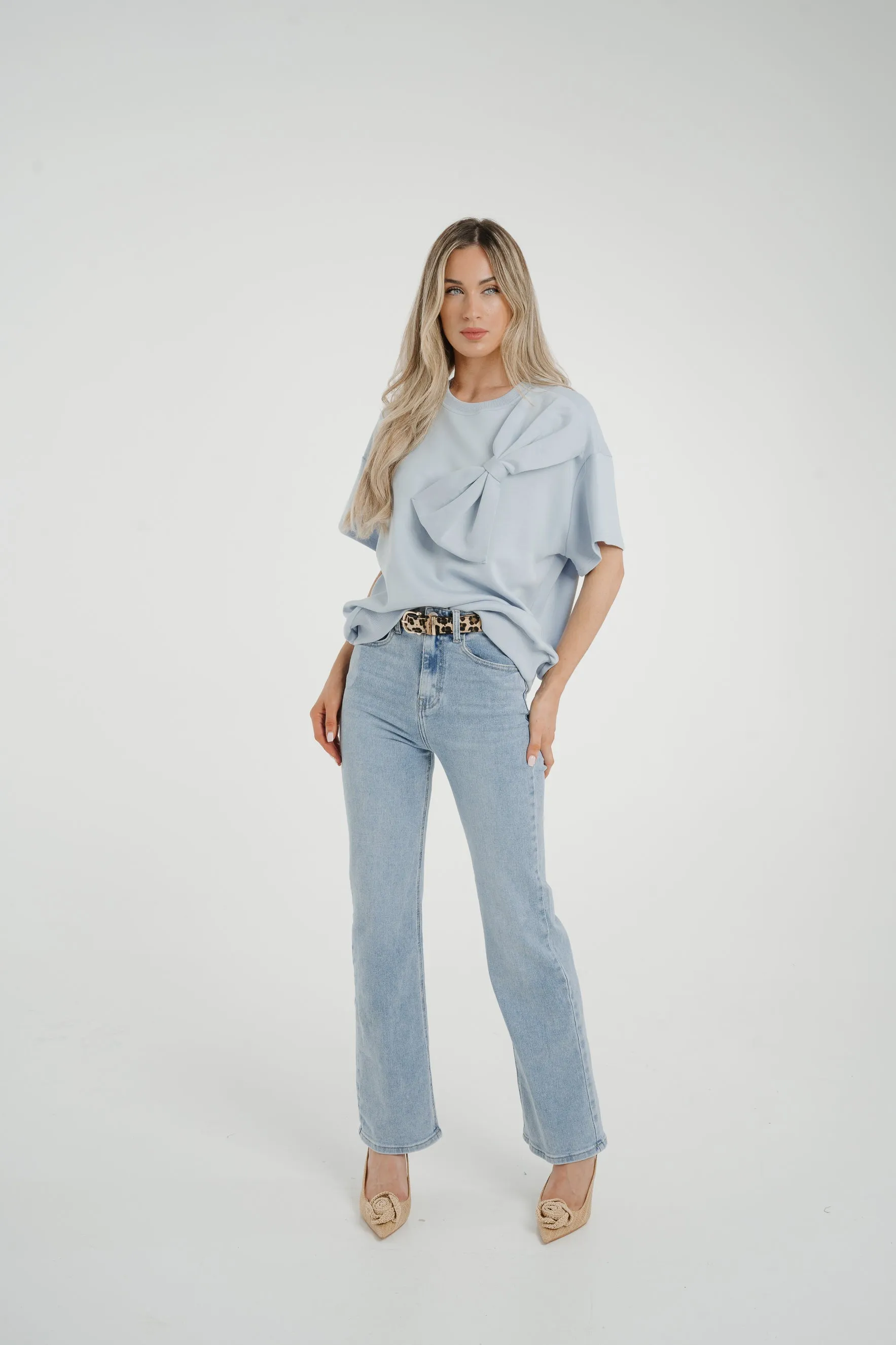 Ally Bow Front Top In Sky Blue