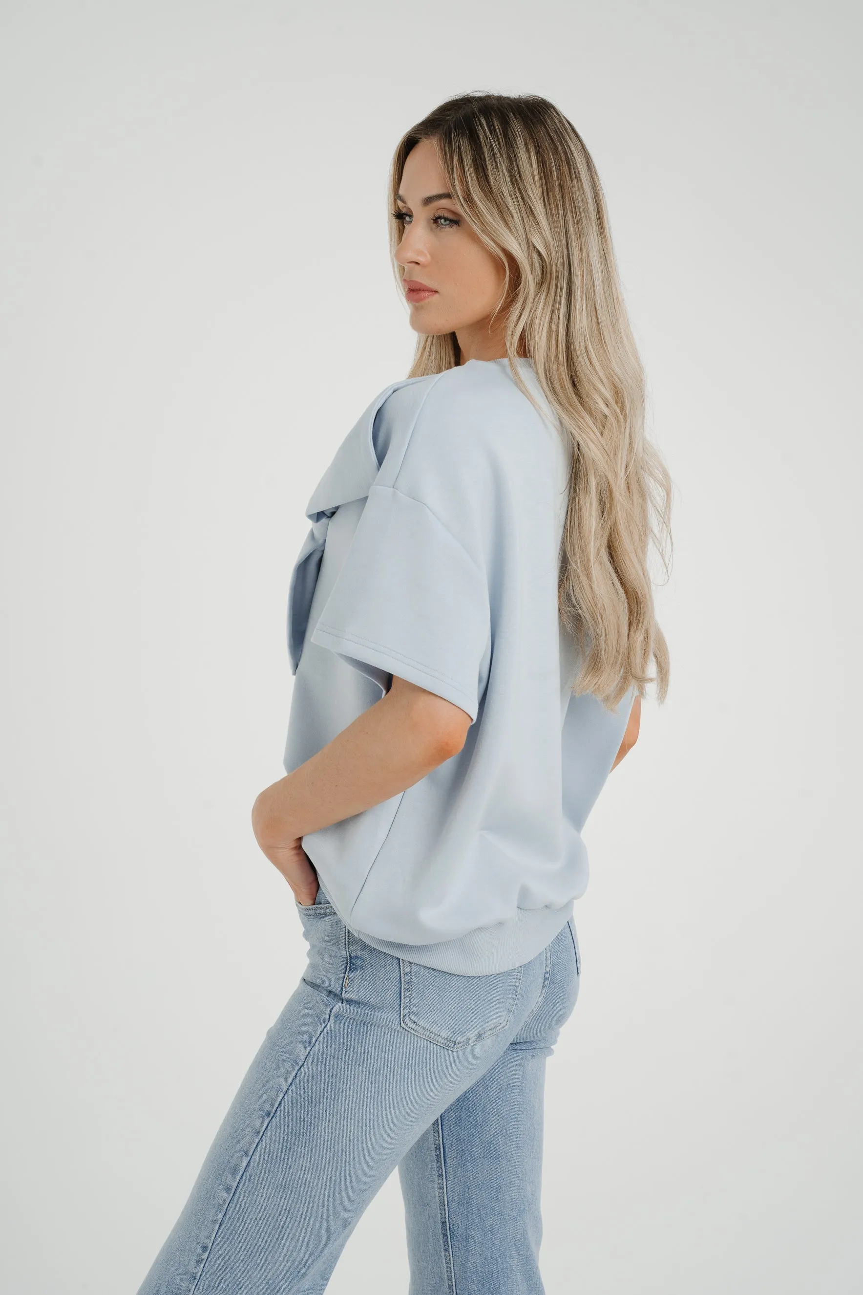 Ally Bow Front Top In Sky Blue