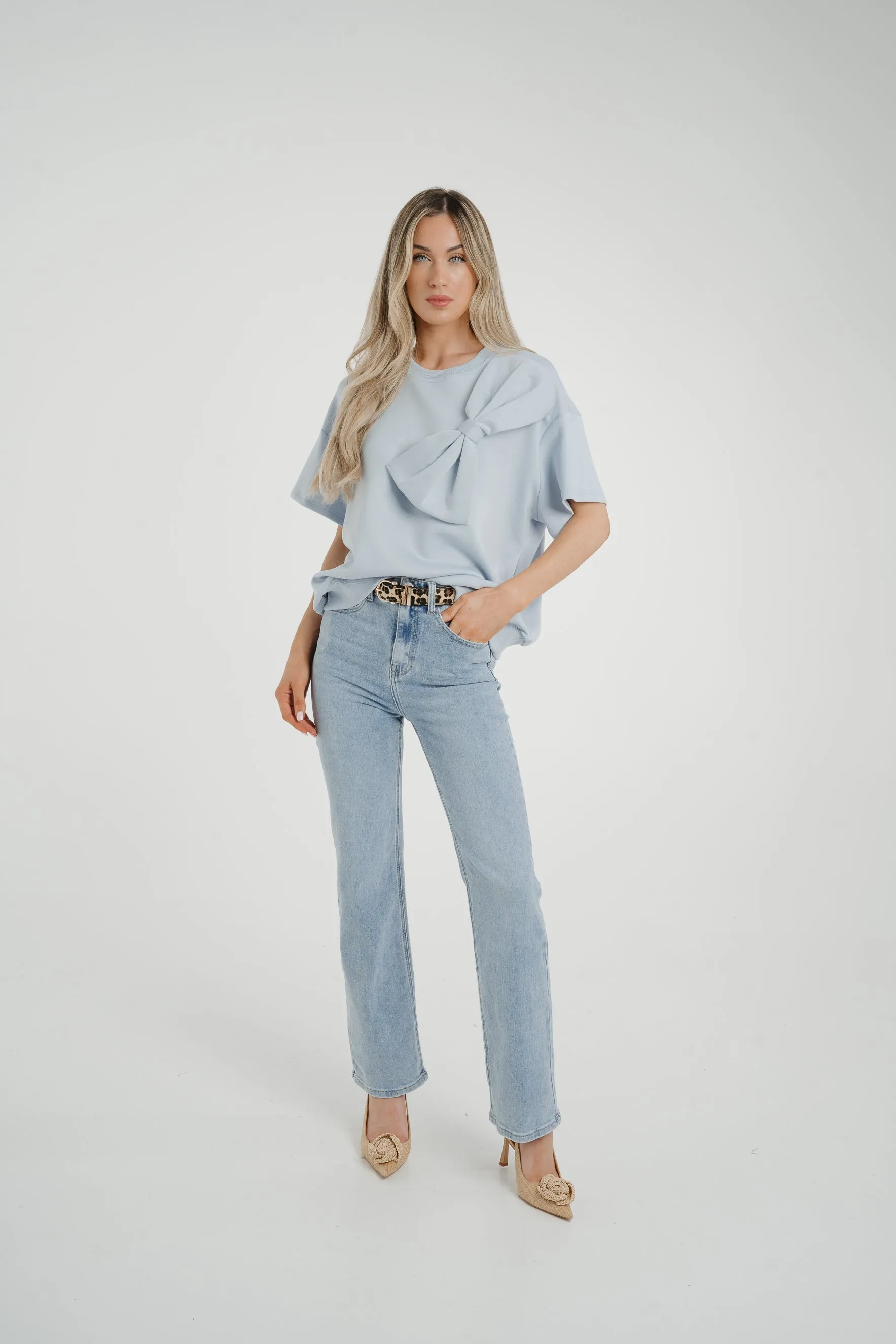 Ally Bow Front Top In Sky Blue