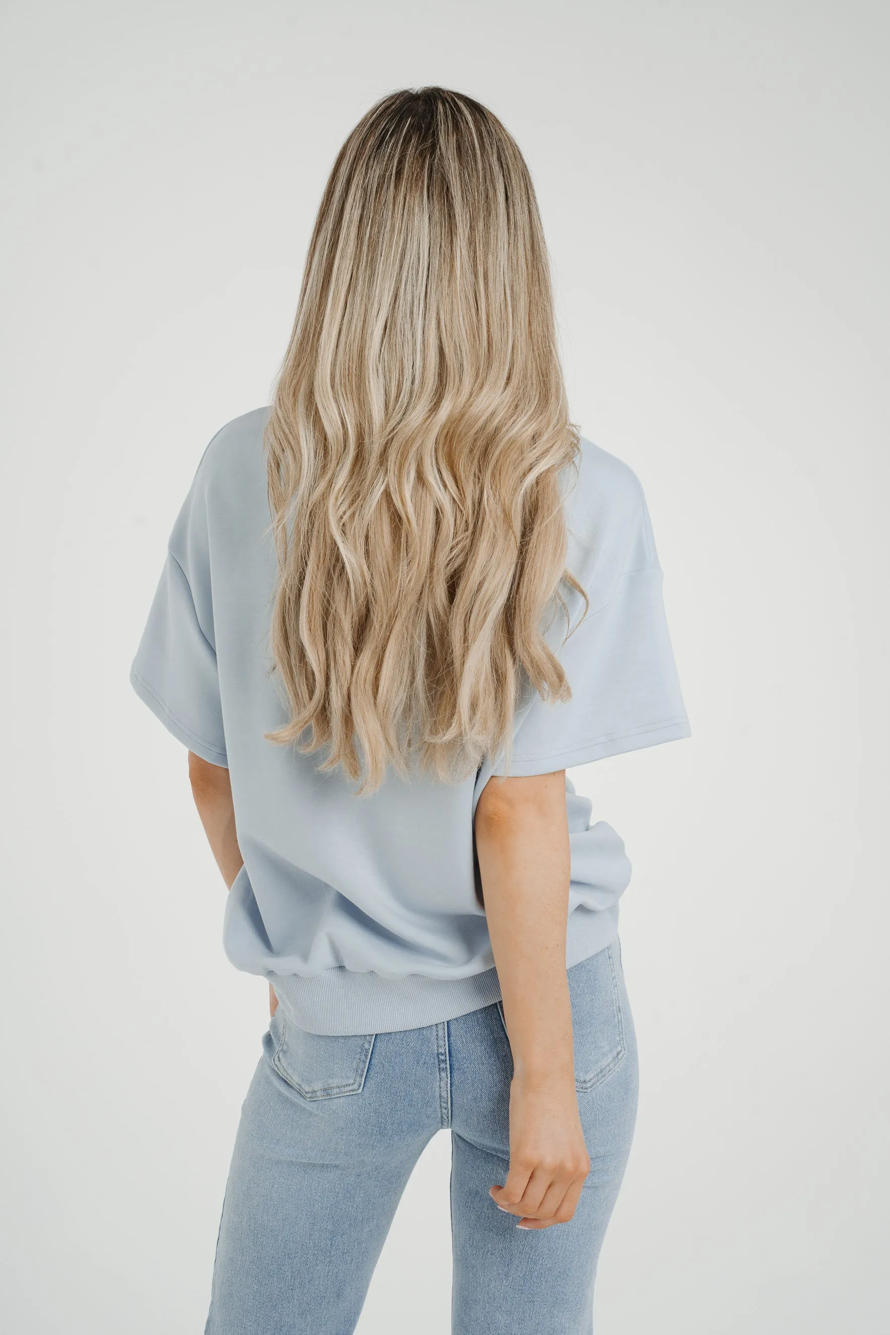 Ally Bow Front Top In Sky Blue