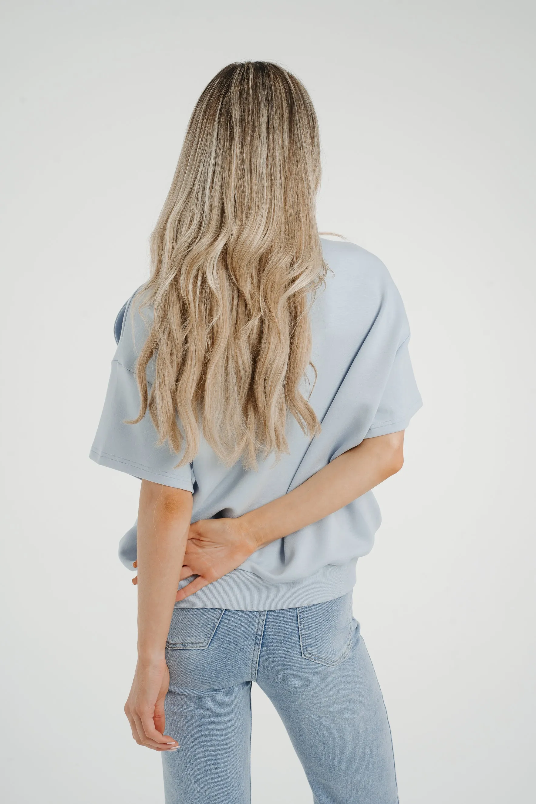 Ally Bow Front Top In Sky Blue