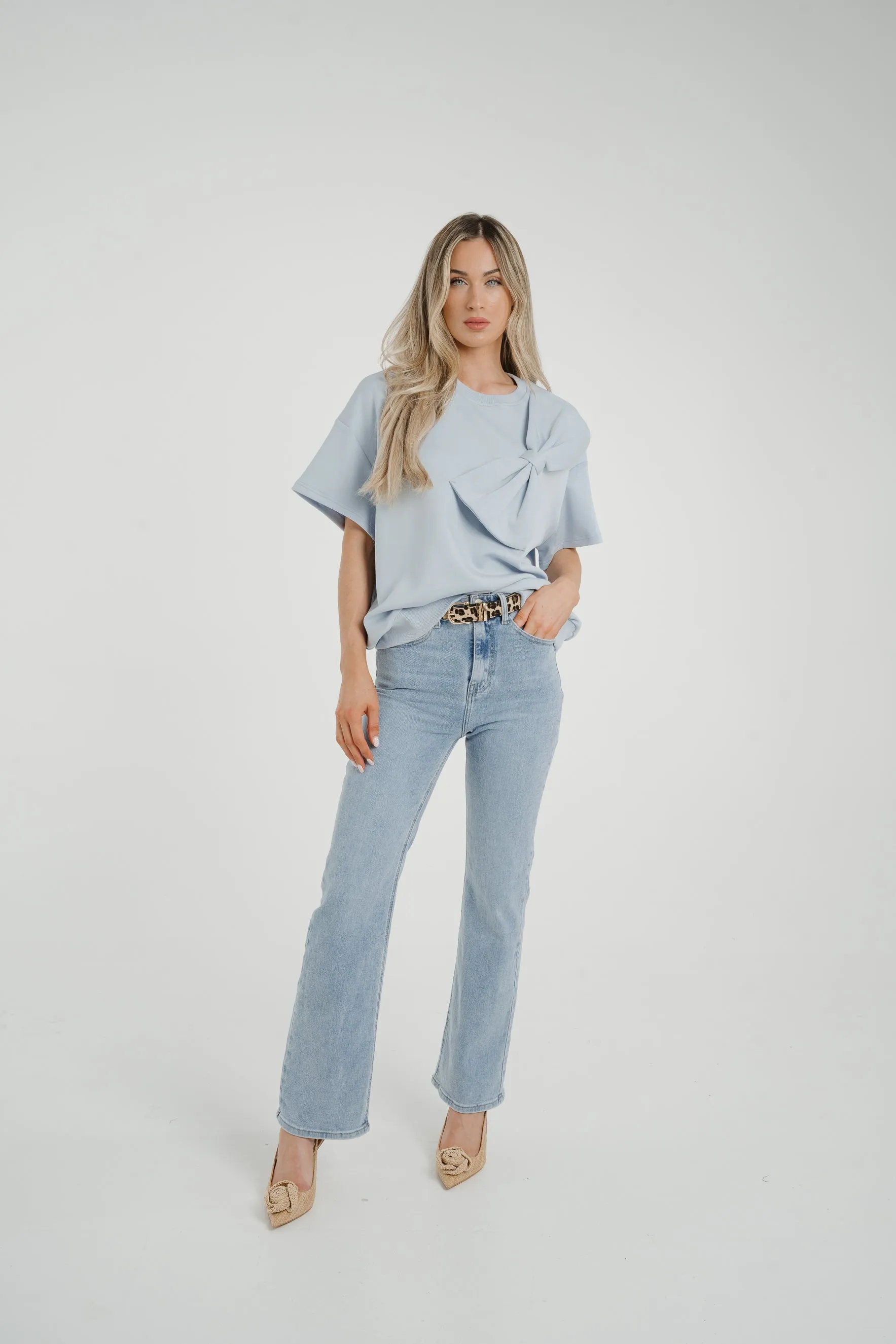 Ally Bow Front Top In Sky Blue