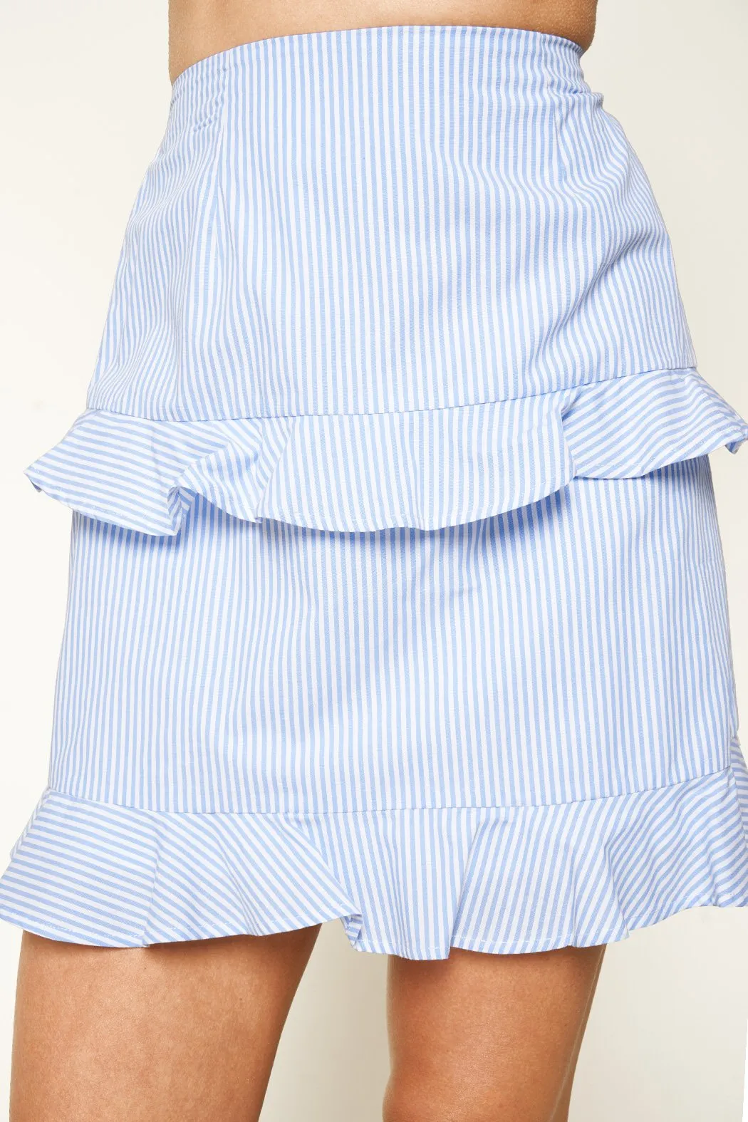 Averi Striped Ruffle Tiered Mini Skirt