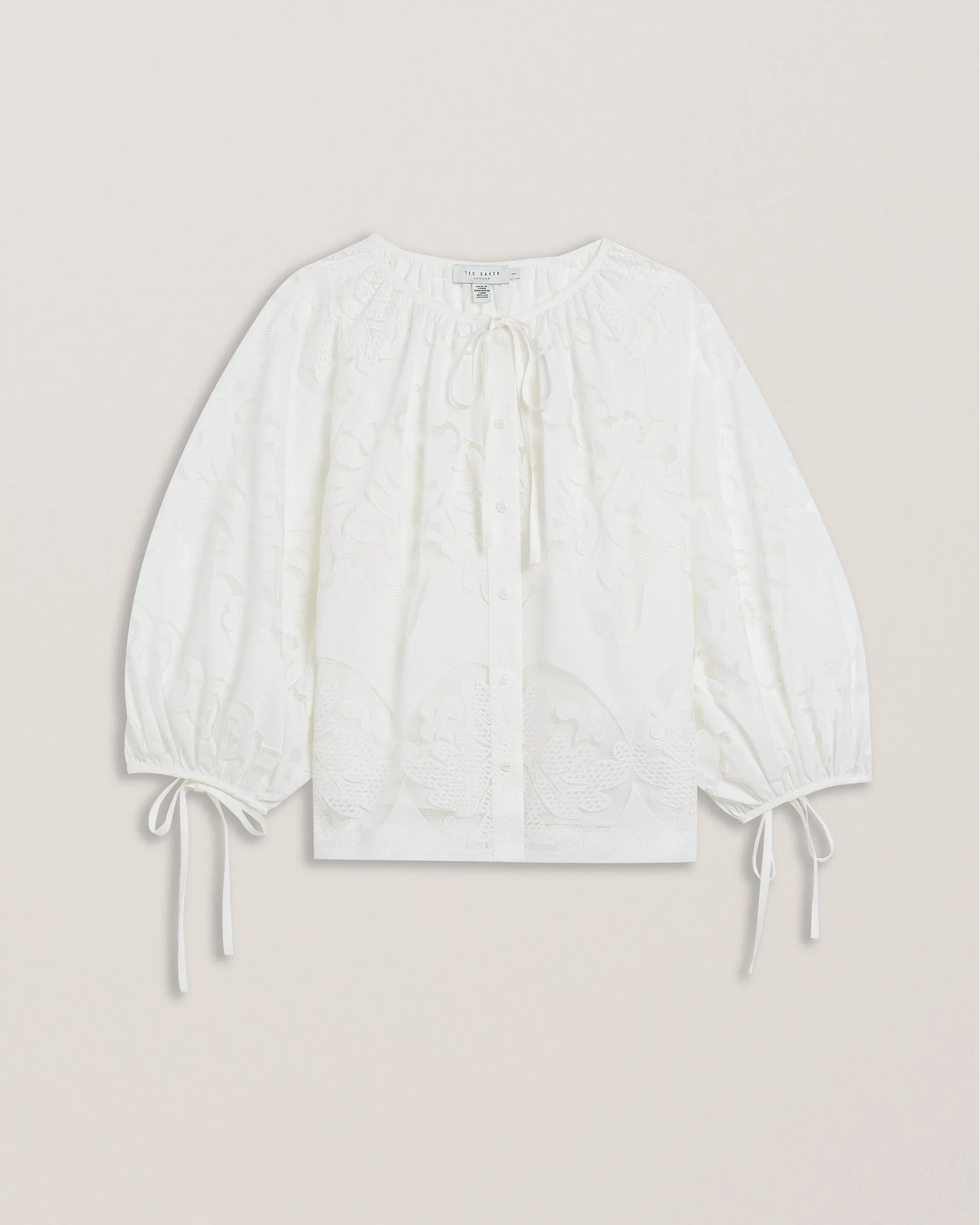 Bacina Lace Puff Sleeve Blouse White