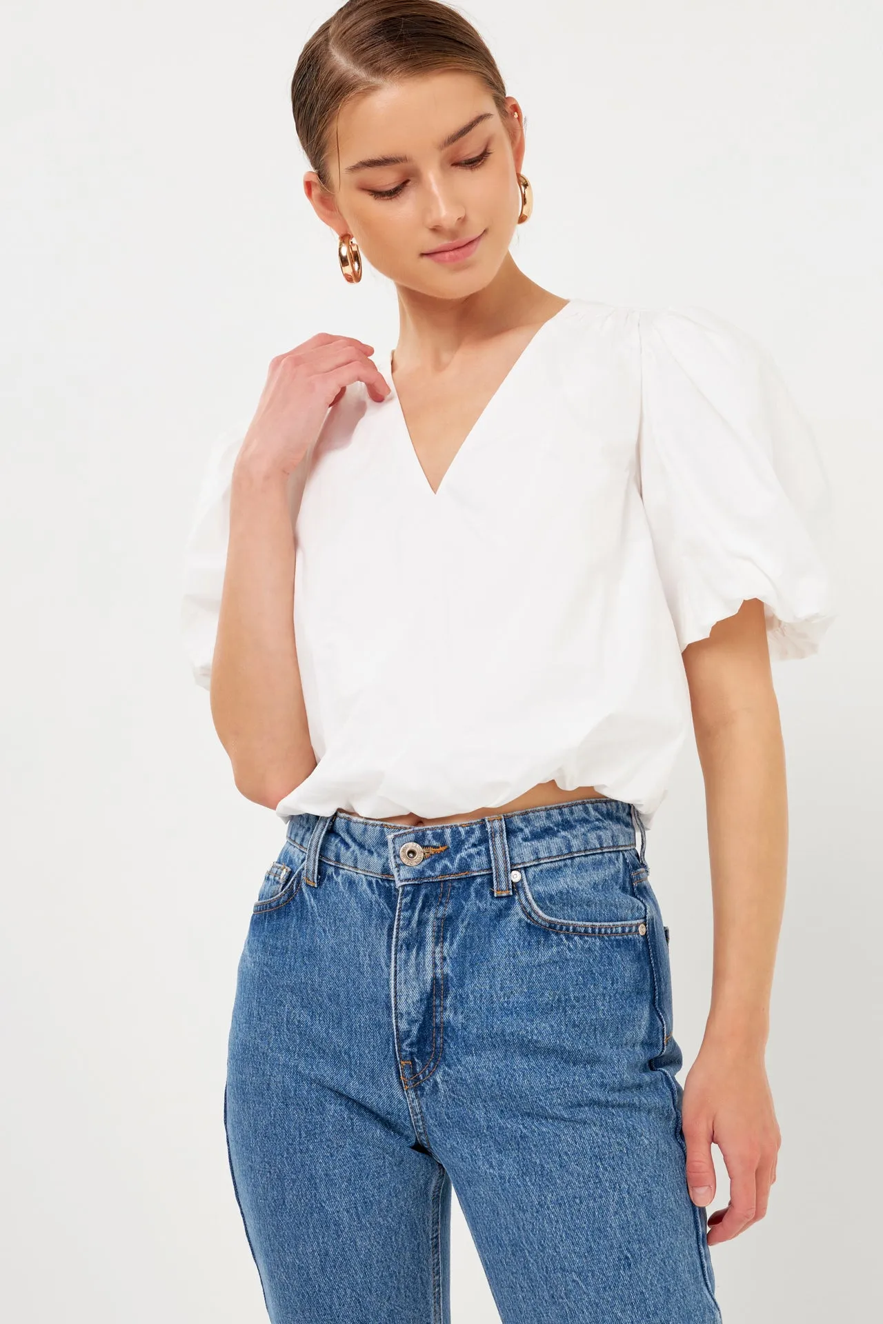 Blouson Top with Back Spaghetti Closure