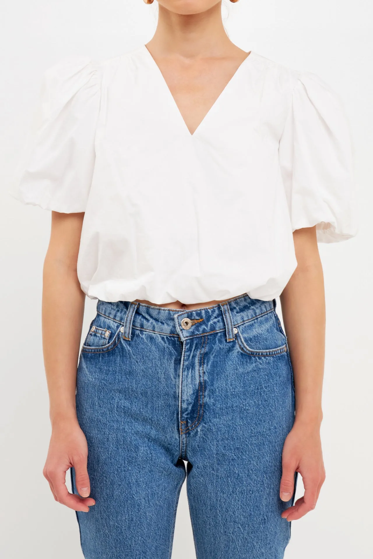 Blouson Top with Back Spaghetti Closure