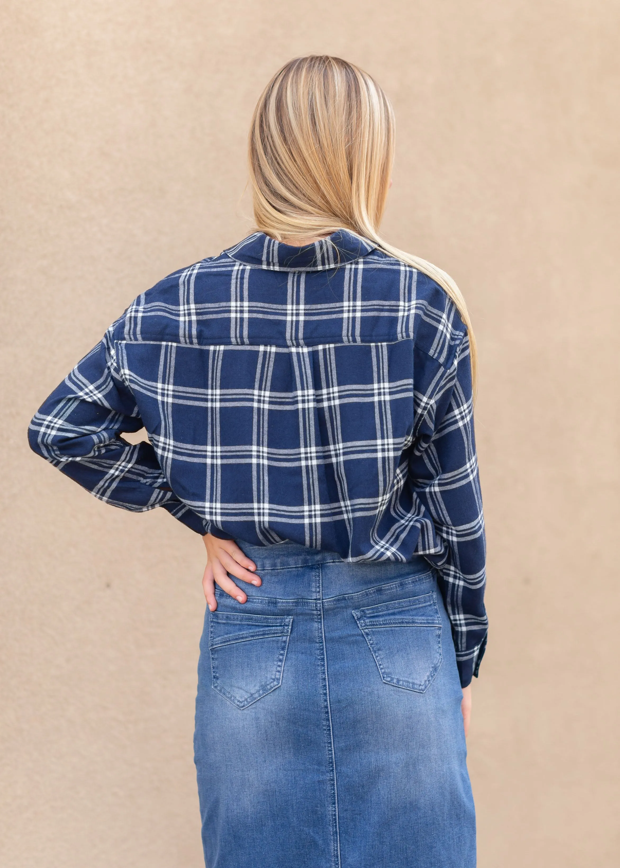 Blue Plaid Button Up - FINAL SALE