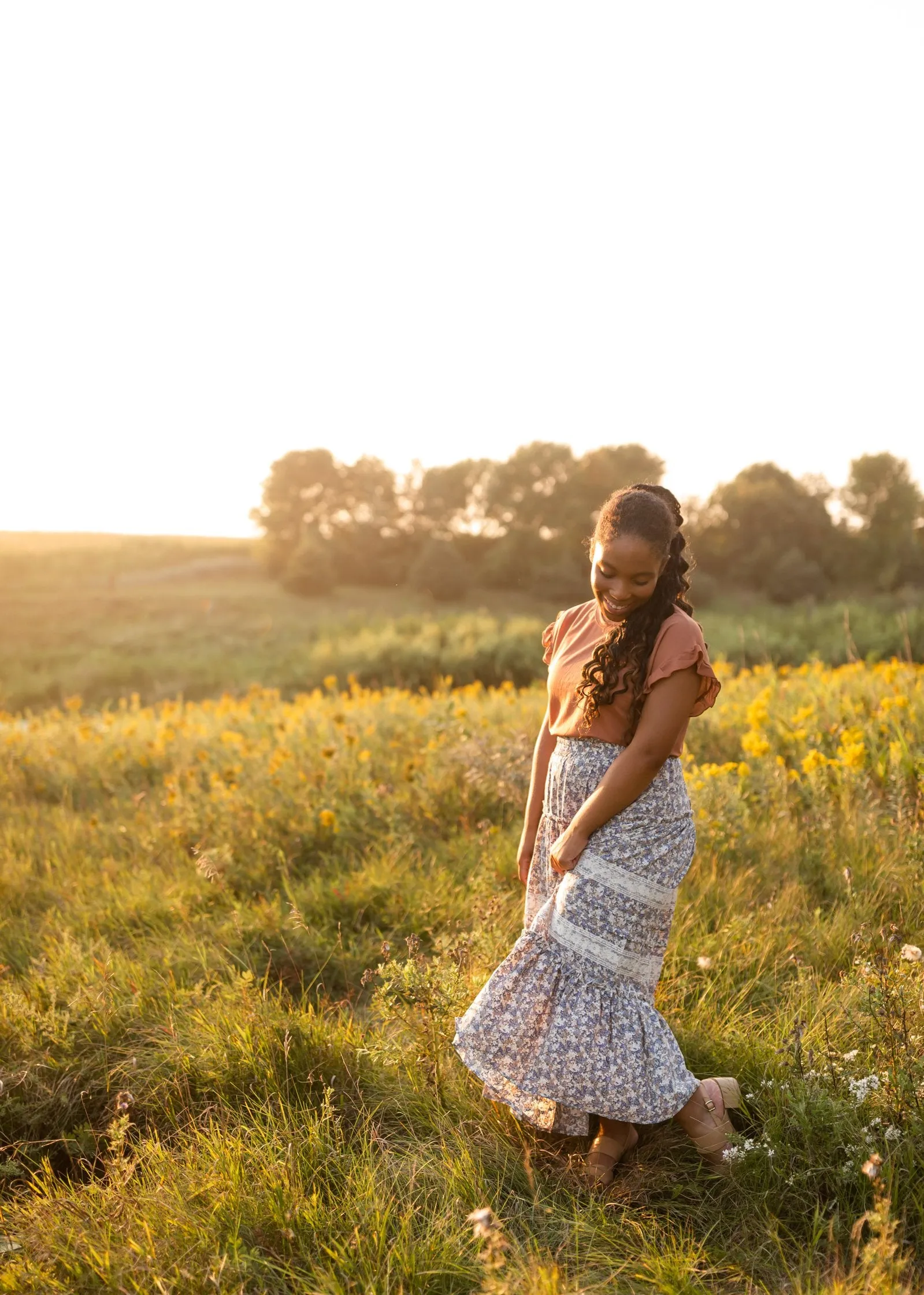 Blue Tiered Ruffle Midi Skirt-FINAL SALE