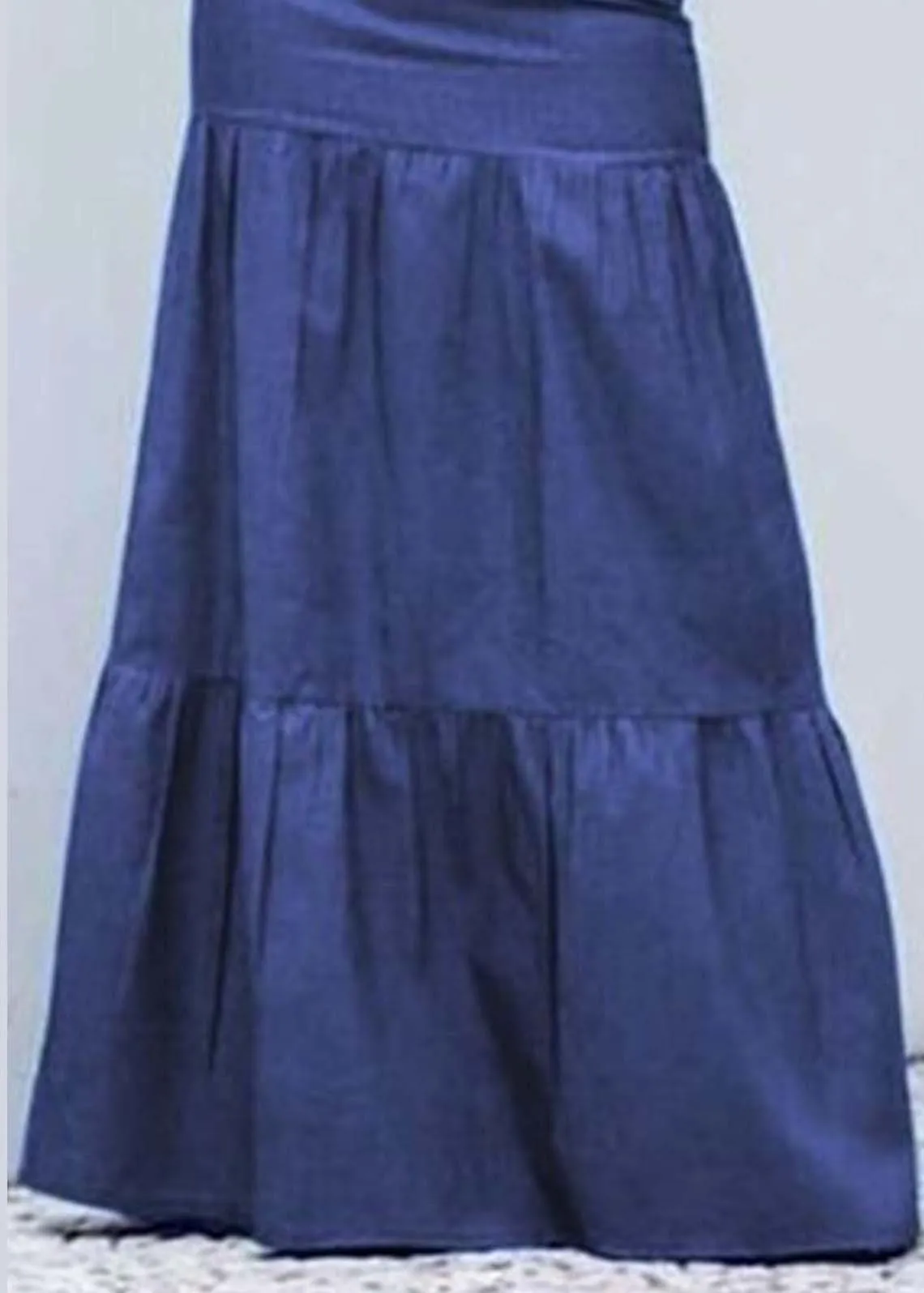 Boutique Blue High Waist Patchwork Wrinkled Denim Skirt