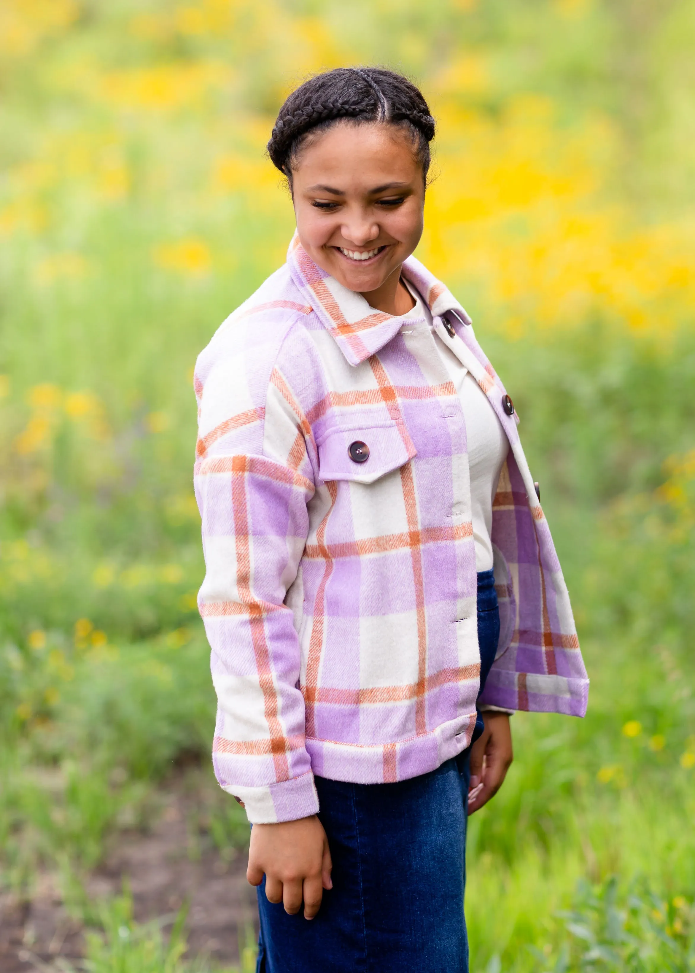 Button Up Lavender Shacket with Pockets - FINAL SALE