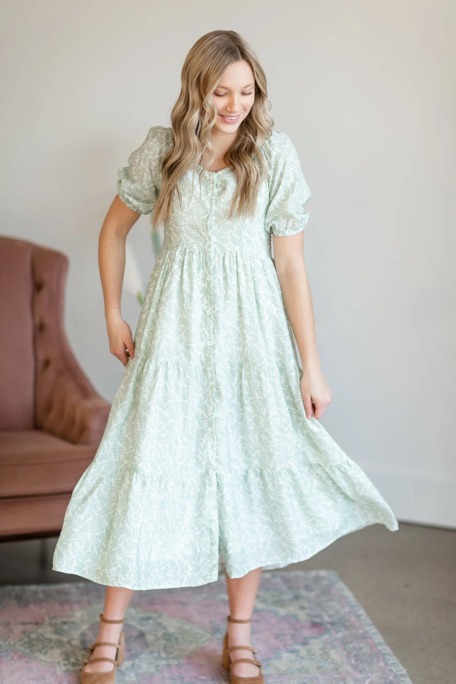 Button Up Tiered Midi Dress - FINAL SALE