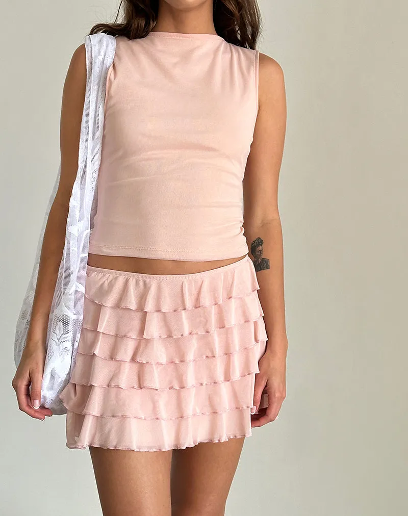 Cartina Mini Skirt in Peachskin Mesh