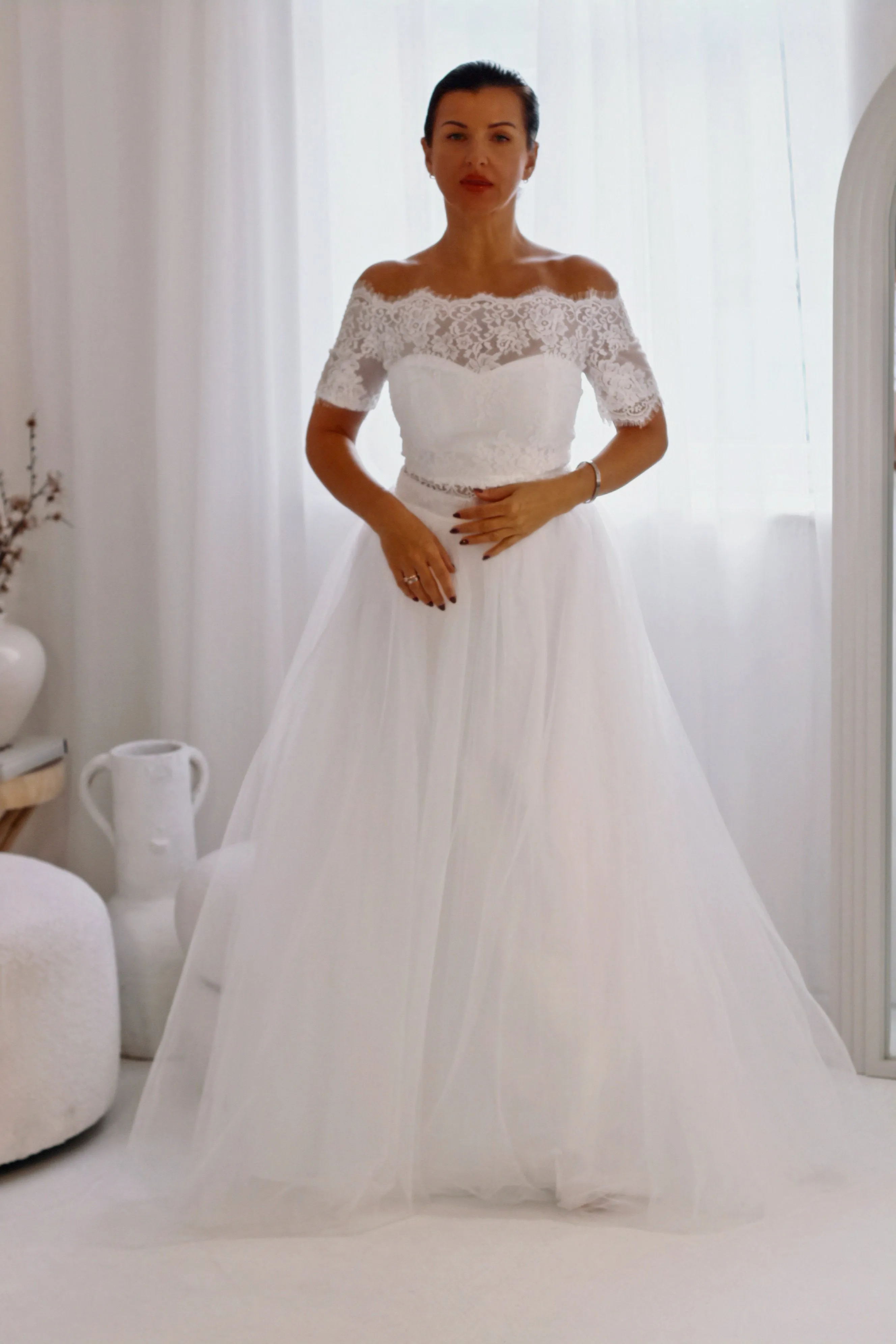 Chantilly Lace Two Piece Wedding Dress