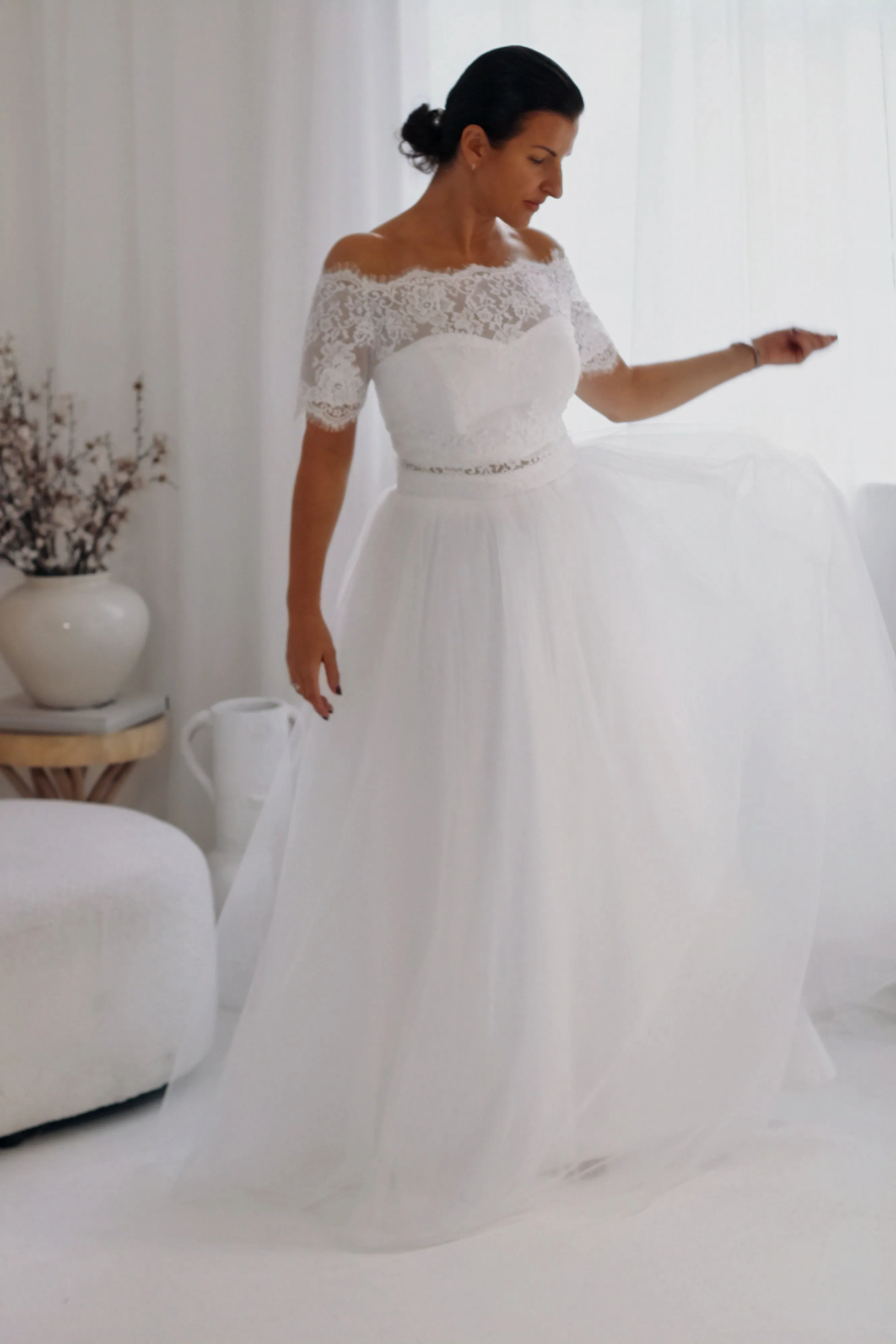 Chantilly Lace Two Piece Wedding Dress