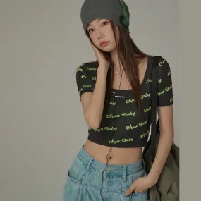 Chuu Baby Cropped Knit Top