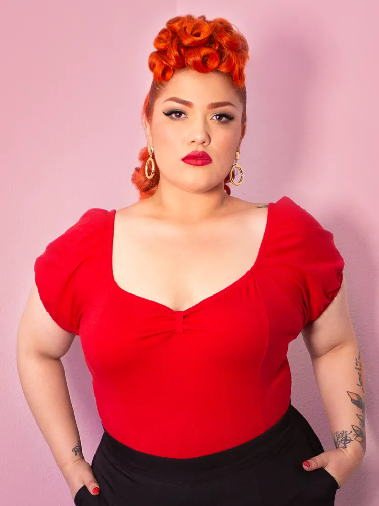 COMING BACK SOON - Powder Puff Top in Red - Vixen by Micheline Pitt