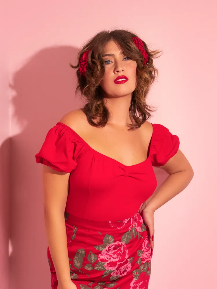 COMING BACK SOON - Powder Puff Top in Red - Vixen by Micheline Pitt