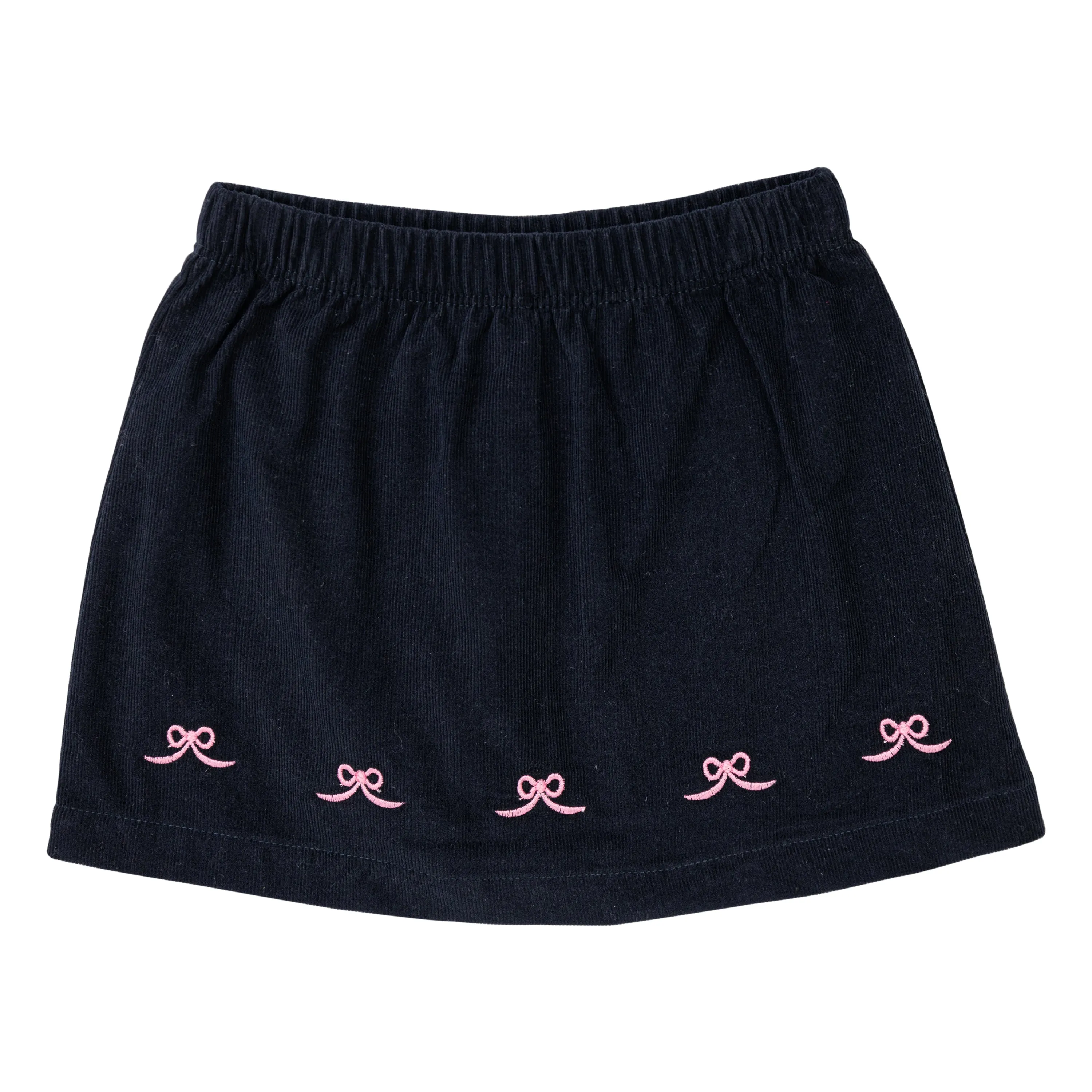 Corduroy Skirt-Navy w/Trellis Bows