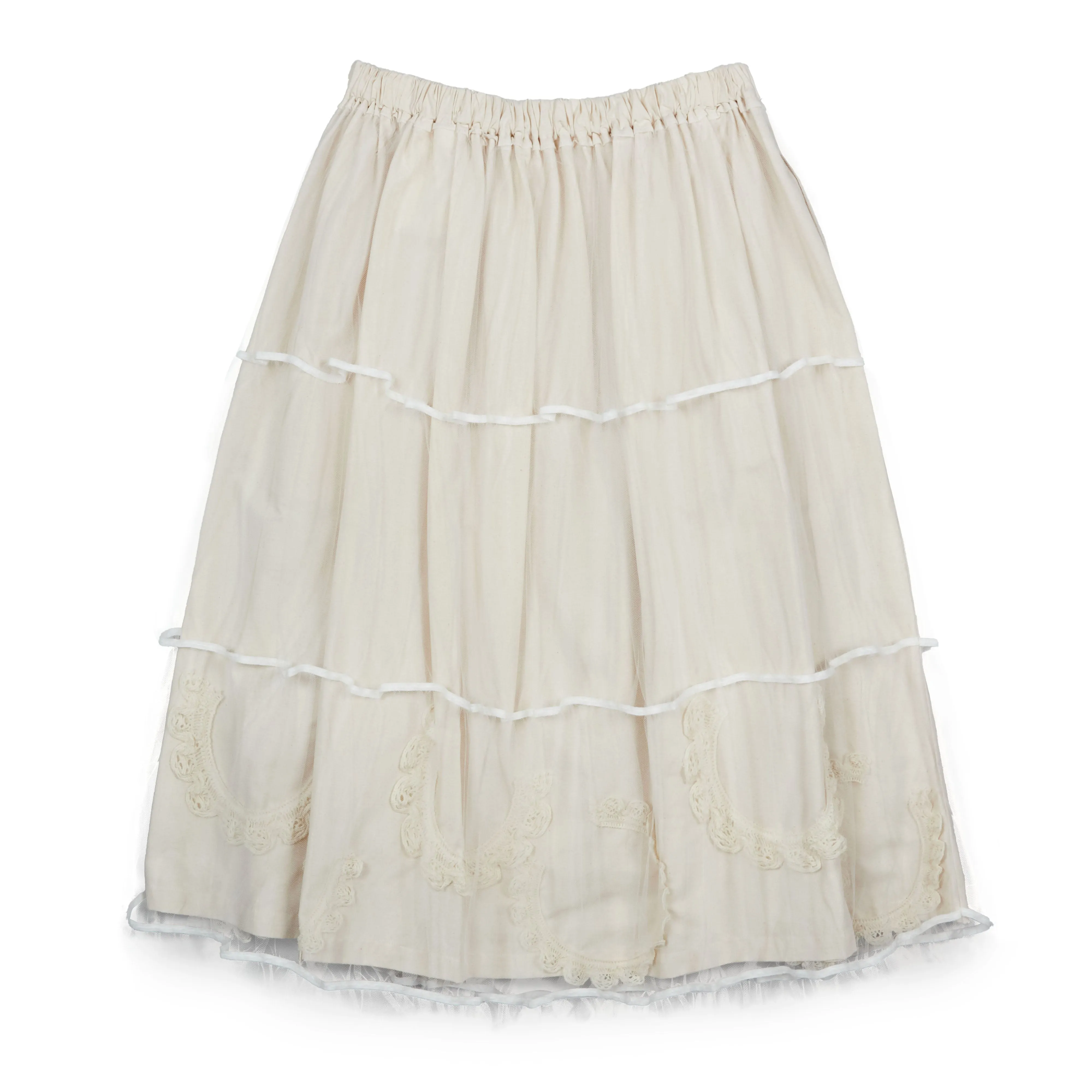 Cotton Cloth X Nylon Tulle Skirt