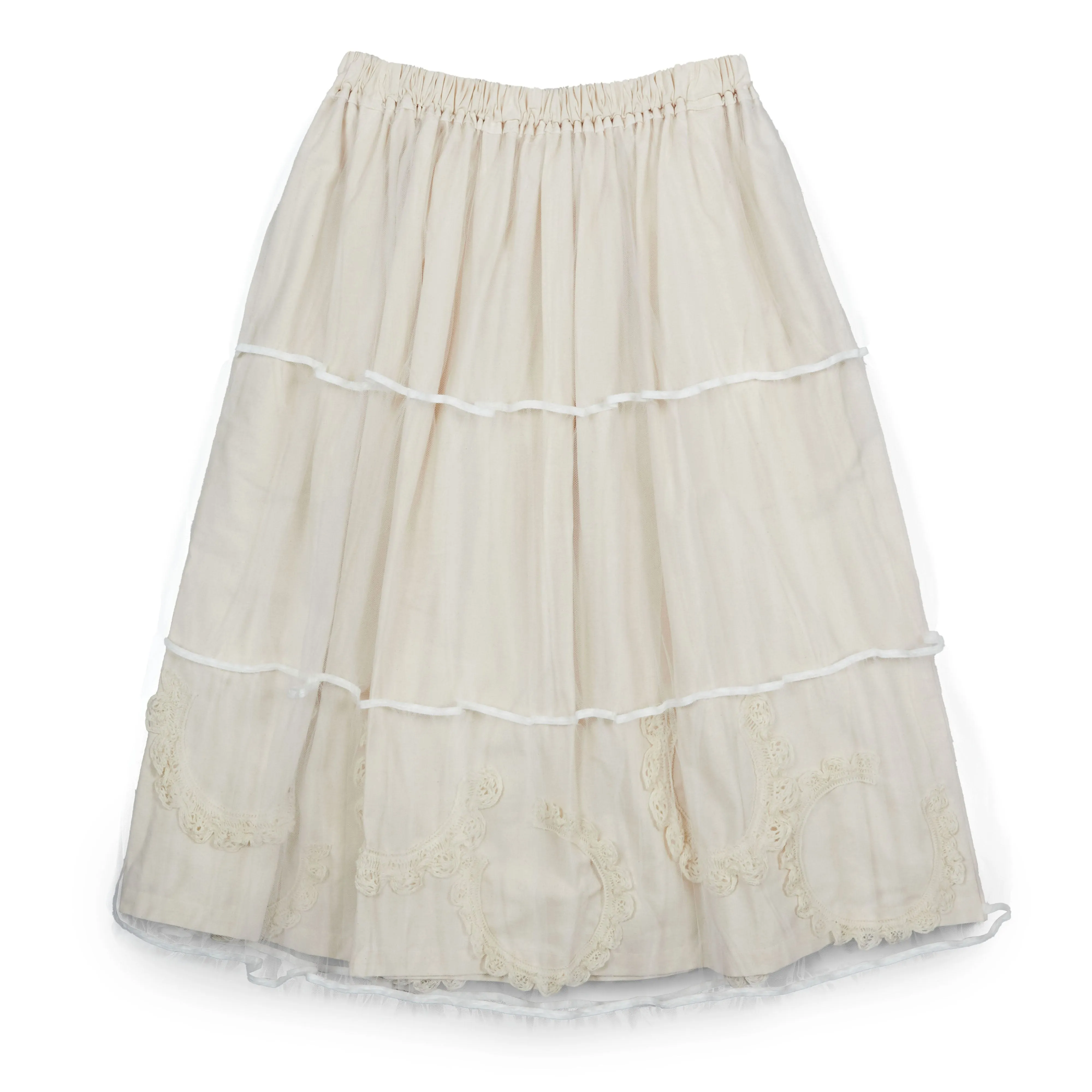 Cotton Cloth X Nylon Tulle Skirt