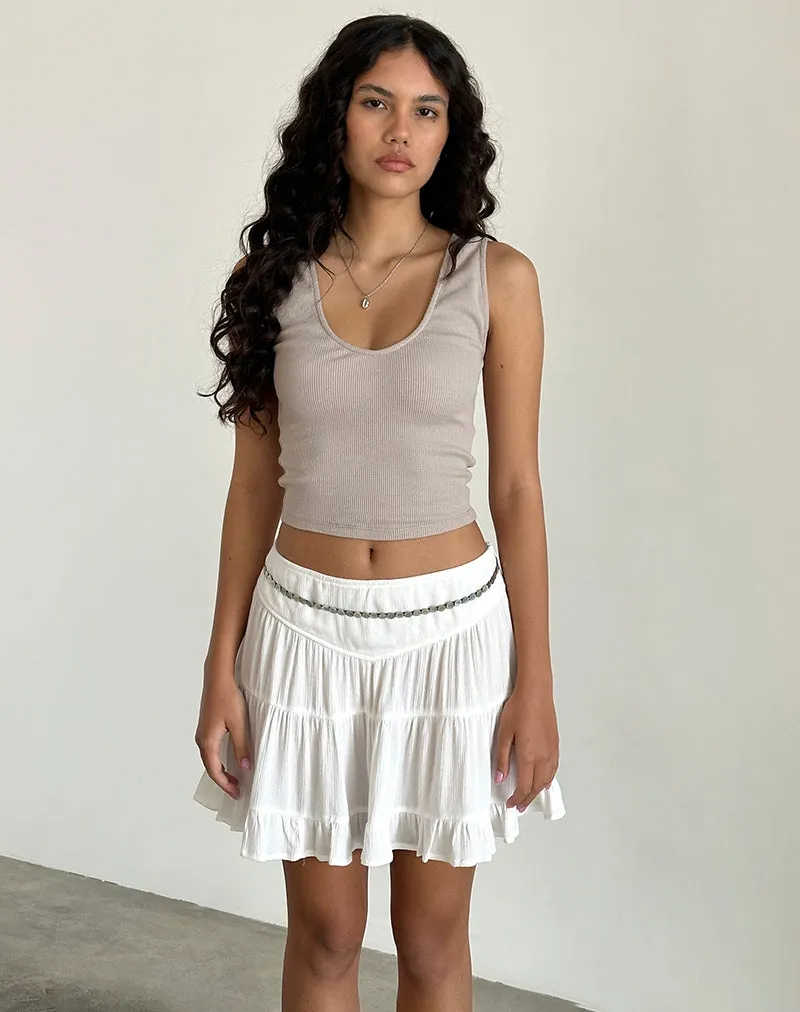 Dacita Mini Skirt in Crinkle Ivory