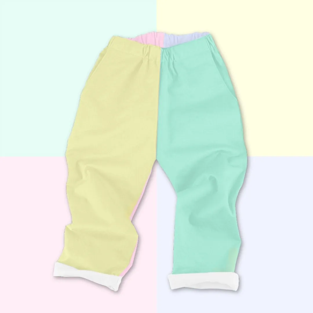 Denim Vintage Trousers - Pastel Colour Block