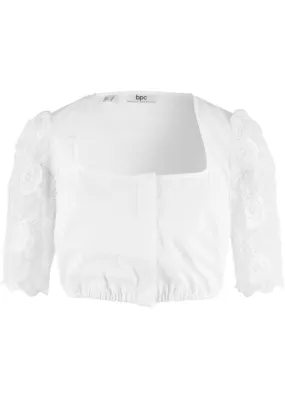 Dirndl blouse with lace sleeves Bpc Bonprix Collection, white