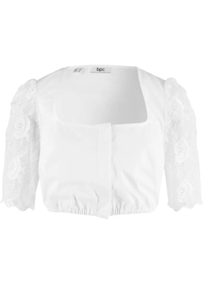 Dirndl blouse with lace sleeves Bpc Bonprix Collection, white