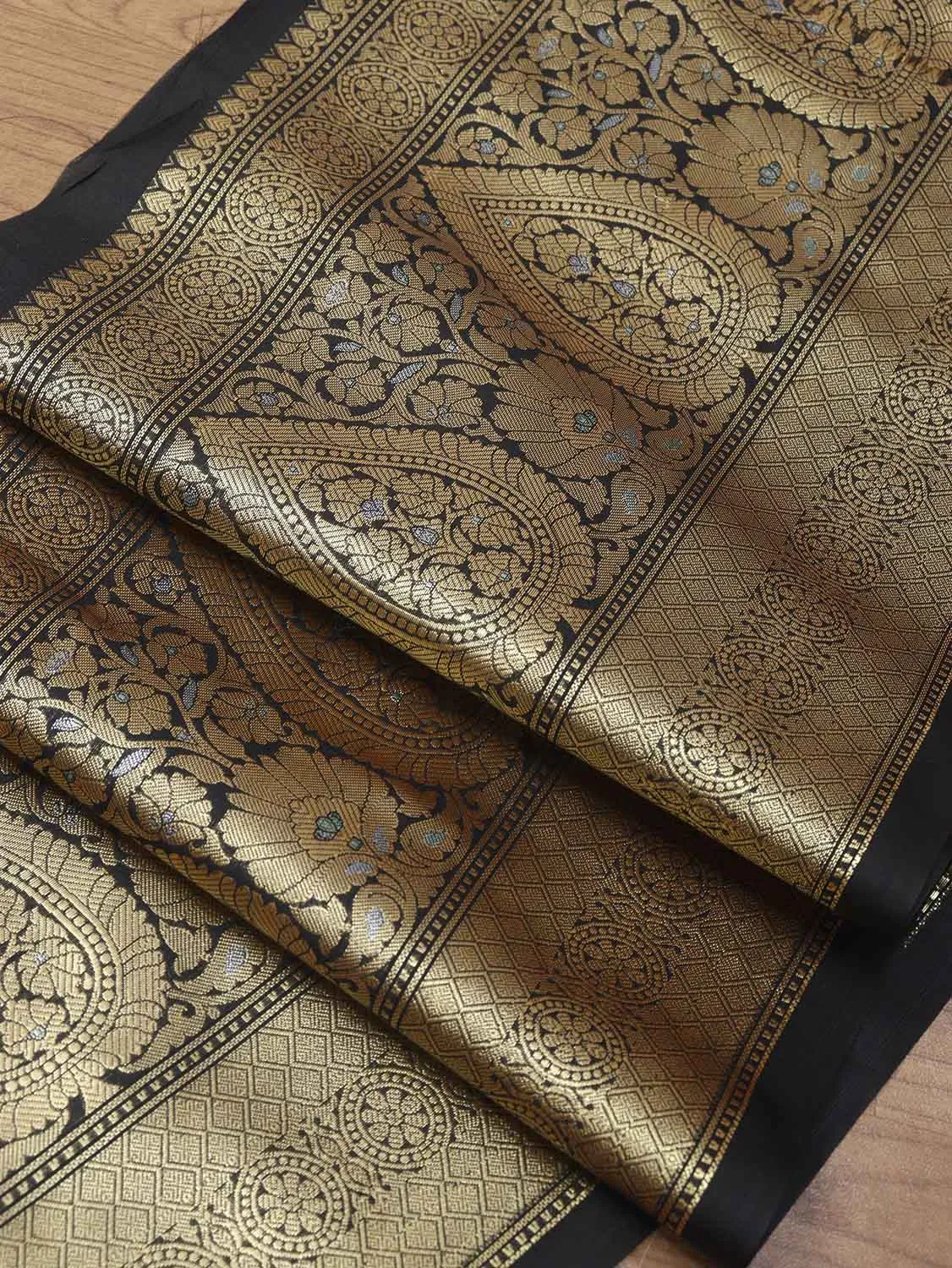 Elegant Black Banarasi Silk Lace - 1 Mtr