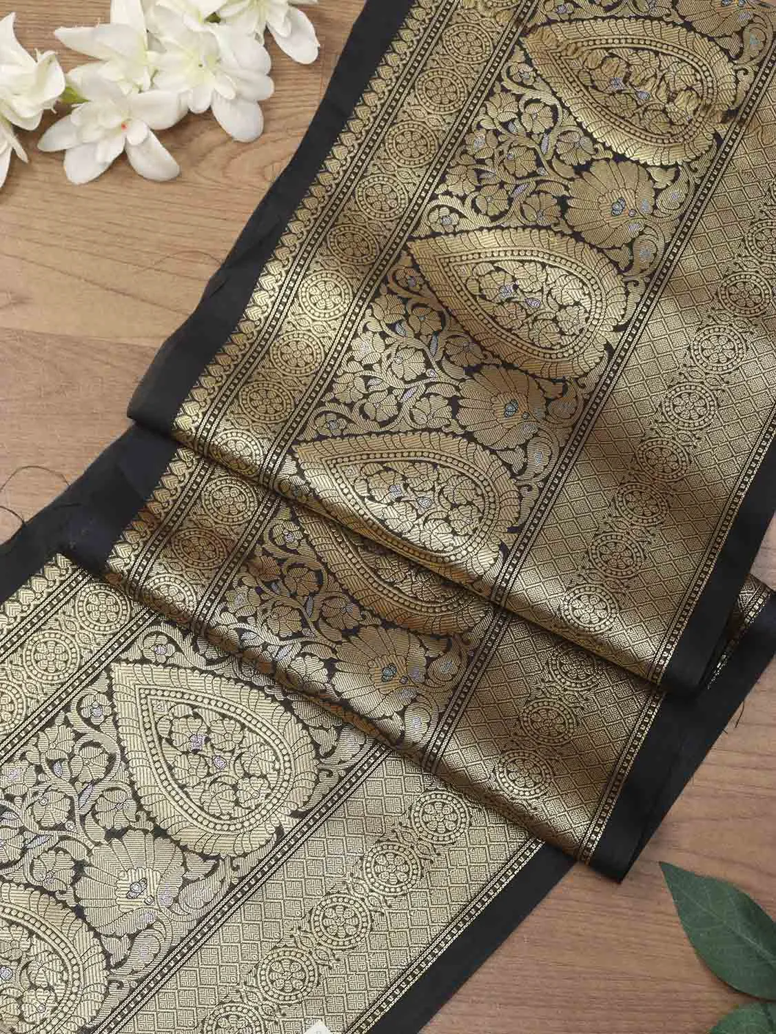 Elegant Black Banarasi Silk Lace - 1 Mtr