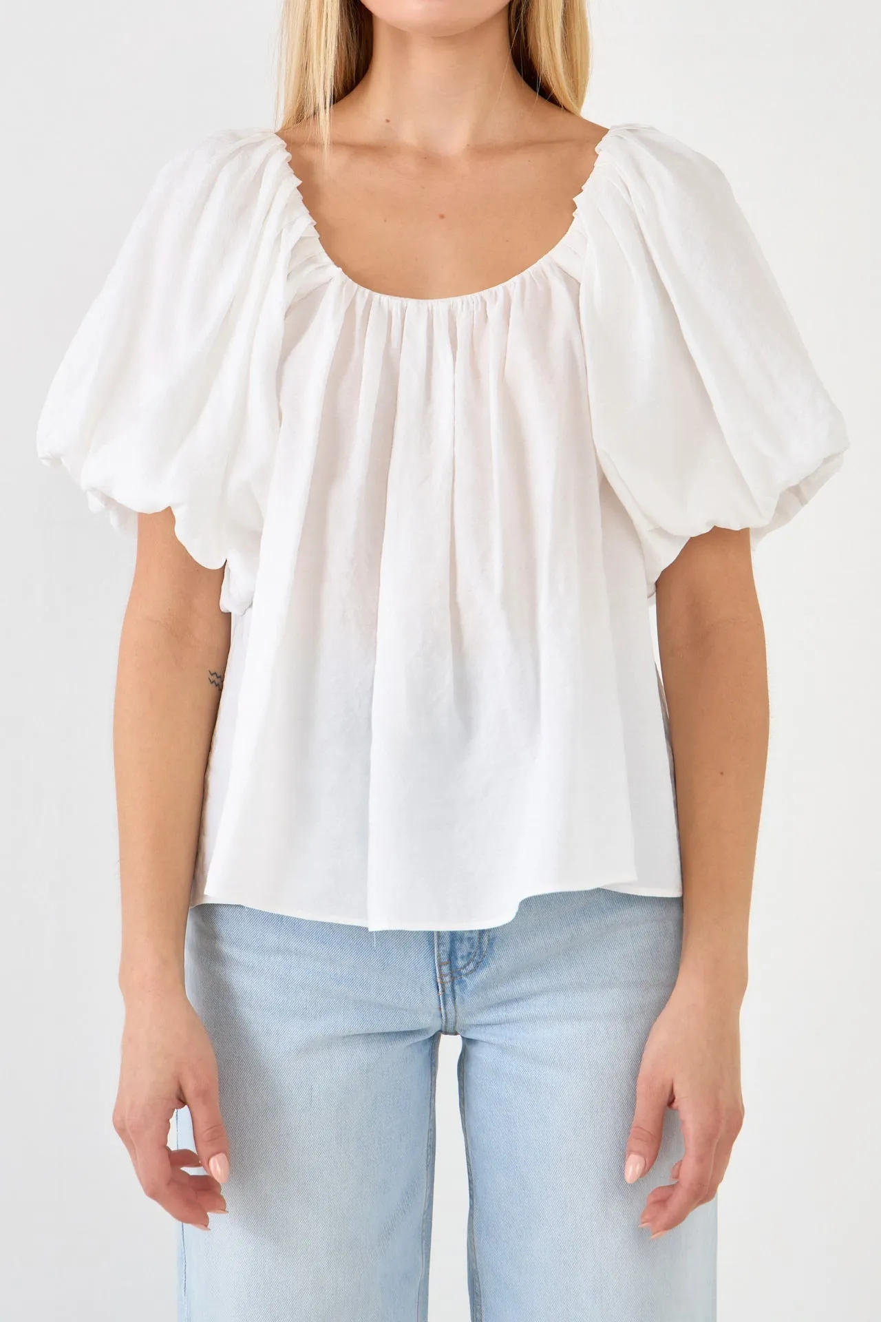 Endless Rose - Pleated Puff Sleeve Top