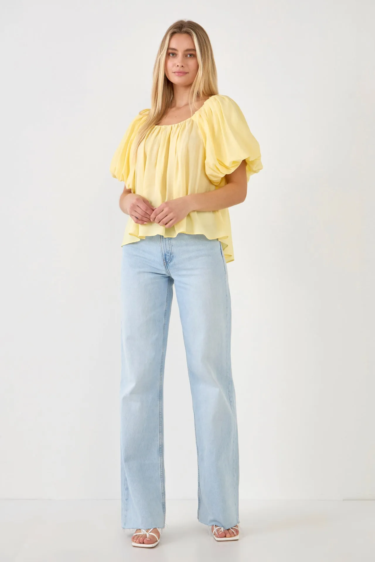 Endless Rose - Pleated Puff Sleeve Top