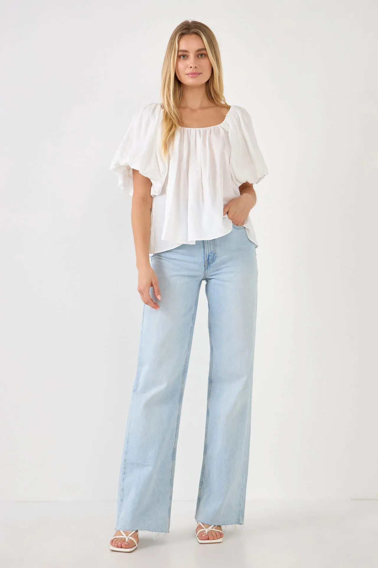 Endless Rose - Pleated Puff Sleeve Top