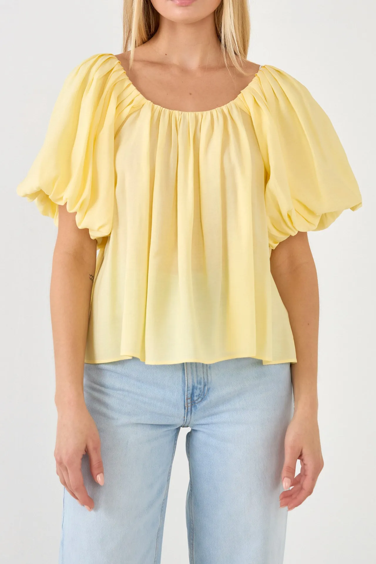 Endless Rose - Pleated Puff Sleeve Top