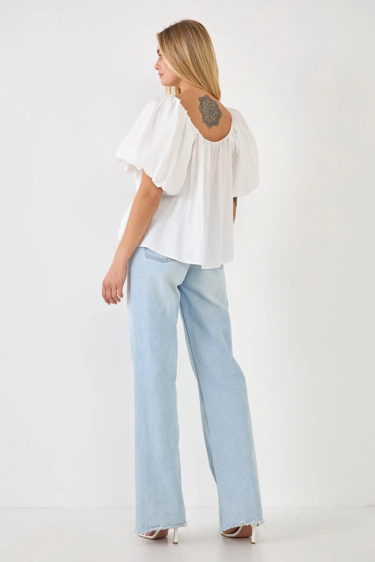 Endless Rose - Pleated Puff Sleeve Top