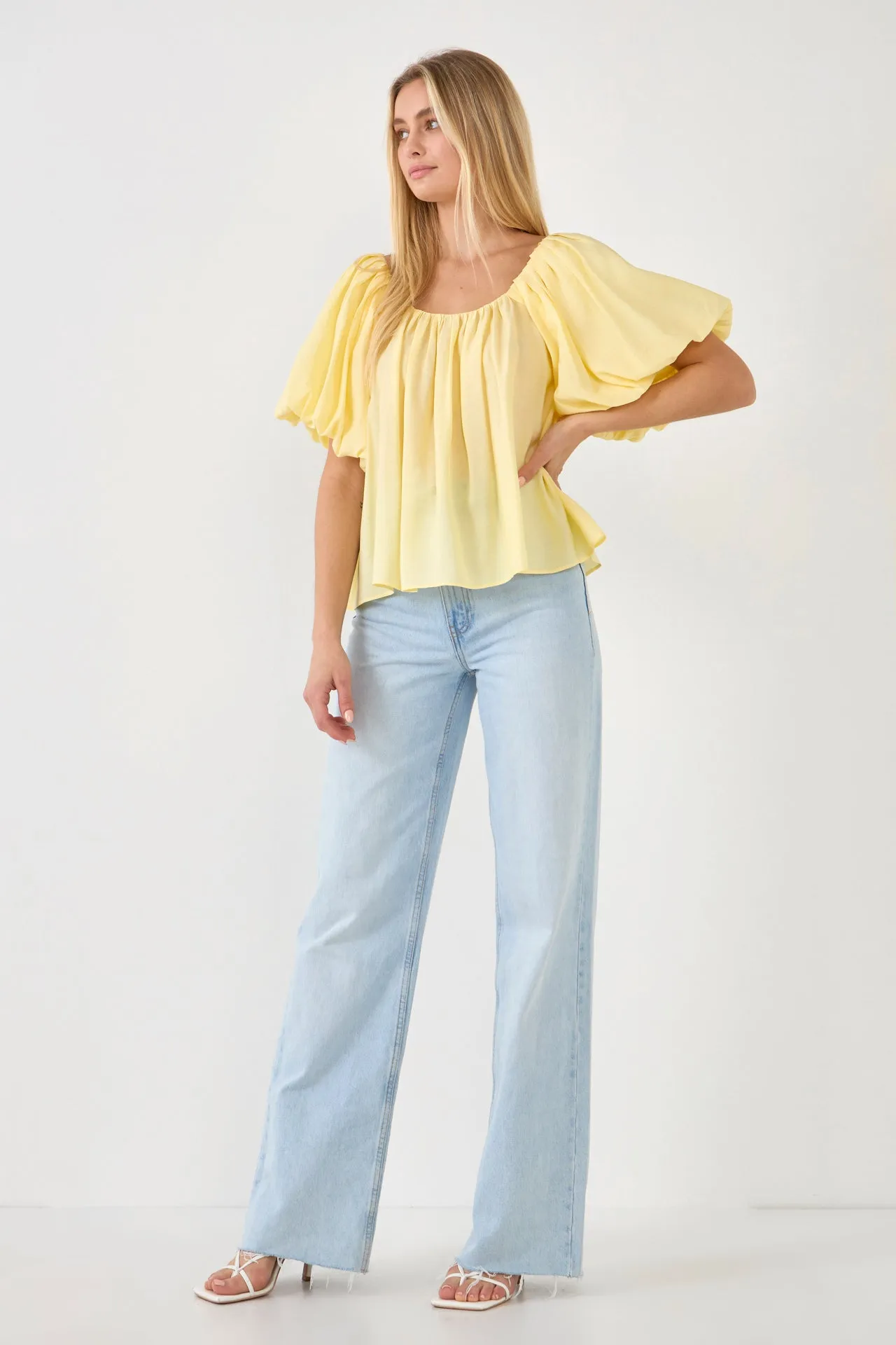 Endless Rose - Pleated Puff Sleeve Top