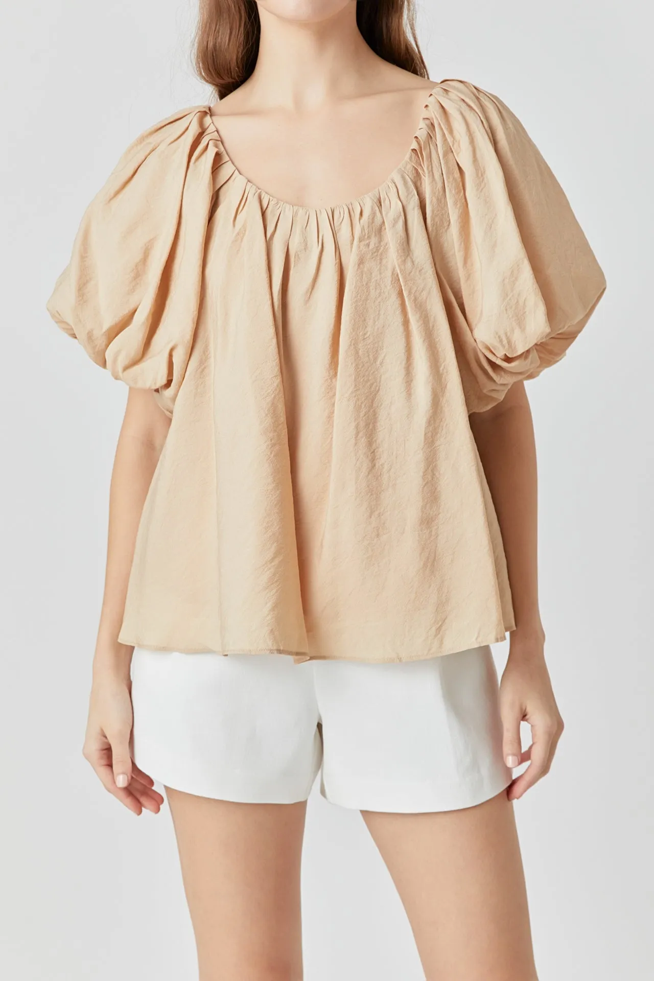 Endless Rose - Pleated Puff Sleeve Top