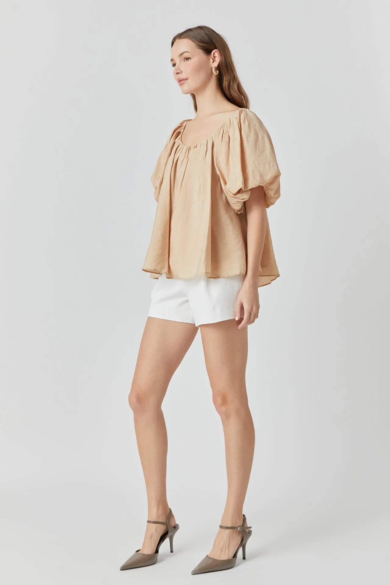 Endless Rose - Pleated Puff Sleeve Top