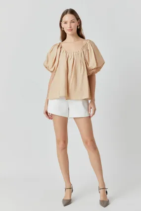 Endless Rose - Pleated Puff Sleeve Top