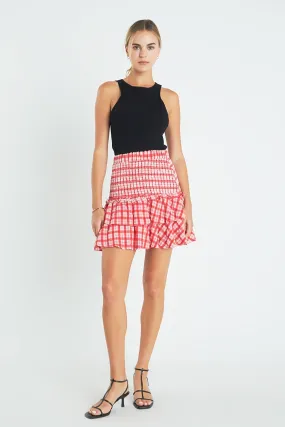 English Factory - Plaid Smocked Mini Skirt