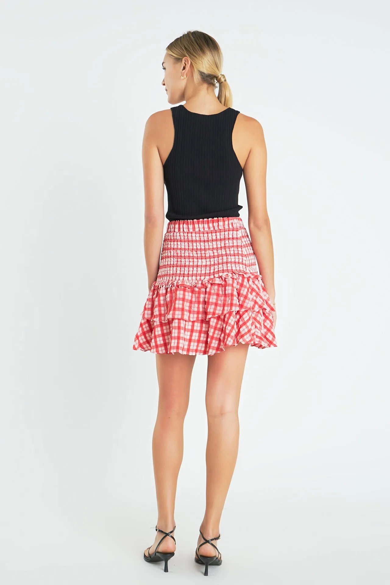 English Factory - Plaid Smocked Mini Skirt